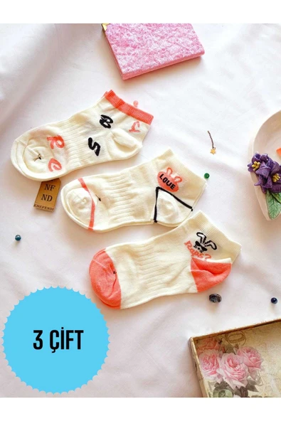 3 ÇİFT PATİK ÇORAP BURUN DİKİŞSİZ YUMUŞAK PAMUKLU KISA KONÇ DESENLİ KADIN ÇORABI 36-40 ürün görseli 1