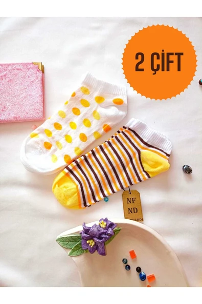 2 ÇİFT PATİK ÇORAP YUMUŞAK PAMUKLU KISA KONÇ DESENLİ BURUN DİKİŞSİZ KADIN ÇORABI 36-40 ürün görseli 1