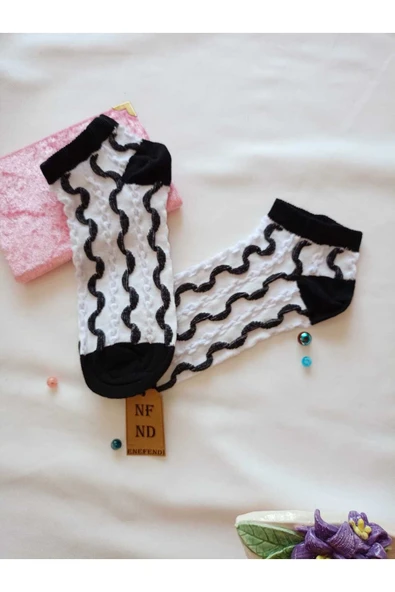 PATİK ÇORAP BURUN DİKİŞSİZ KADIN ÇORABI YUMUŞAK PAMUKLU KISA KONÇ DESENLİ TEK ADET 36-40 - Resim 2