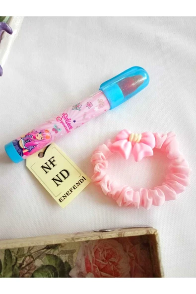 2Lİ SET ROKET SİLGİ YUMURTLAYAN VE LASTİKLİ TOKA AKSESUARLI HEDİYE KIZ ÇOCUK GENÇ PEMBE - Resim 2