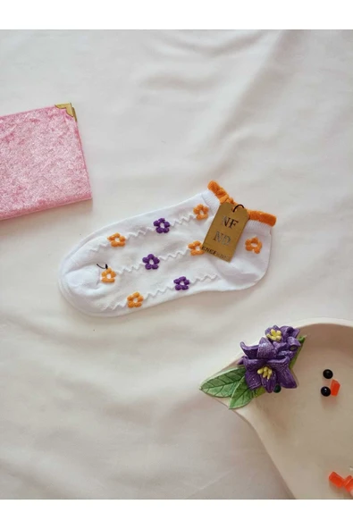 PATİK ÇORAP YUMUŞAK DİKİŞSİZ BURUN KADIN PAMUKLU KISA KONÇ DESENLİ 36-40 - Resim 4