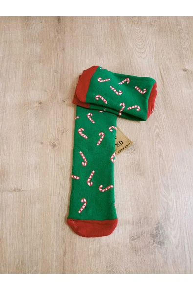 Yılbaşı Konseptli Uzun Havlulu Renkli Likralı Soket Çorap Kışlık Yeni Yıl Hediyelik Kadın Çorabı - Resim 4