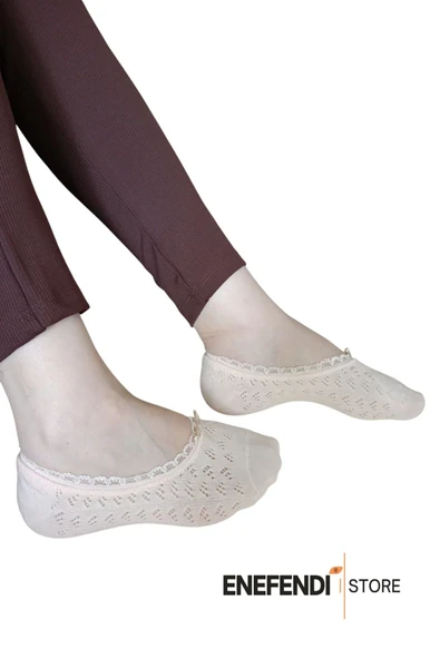 BABET ÇORAP KADIN MERSERİZE DANTELLİ FİLE PAMUKLU GÖRÜNMEZ ÇORABI YAVRUAĞZI(PEMBE) - Resim 2