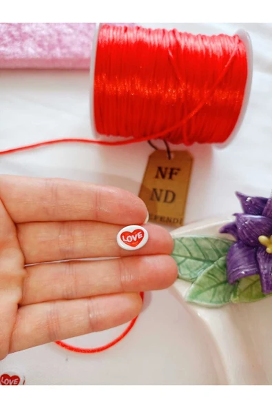 10 ADET LOVE YAZILI İÇİNDEN DELİKLİ BONCUK BİLEKLİK TAKI APARATI HEDİYELİK - Resim 6