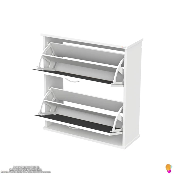 Modilayn UMAY Asma Kapı Önü 72x78x25,5 cm’lik 2 Düşer Kapak 4 Göz Bölmeli Ayakkabılık - Resim 7