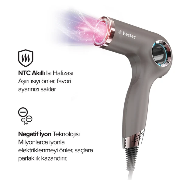 Bester HD8002 Saç Kurutma Makinesi 1800W BLDC Fırçasız Motor - Resim 6