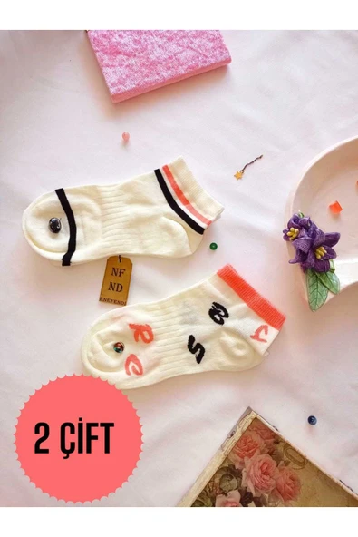 2 ÇİFT PATİK ÇORAP YUMUŞAK DİKİŞSİZ BURUN PAMUKLU KISA KONÇ DESENLİ KADIN ÇORABI 36-40 ürün görseli 1