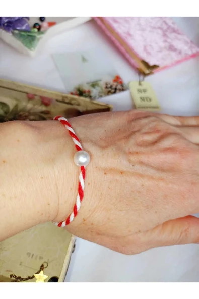İnci Marteniçka Bileklik Krem Boncuklu Şans Bereket Arkadaş Sevgili Eş Çocuk Hediye Bahar Kartlı. - Resim 2