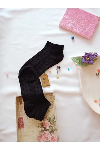 PAMUKLU BURUN DİKİŞSİZ KADIN PATİK ÇORABI YUMUŞAK KISA KONÇ DESENLİ ÇORAP TEK ADET 36-40 - Resim 3