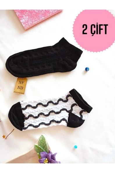 2 ÇİFT ÇORAP PAMUKLU YUMUŞAK BURUN DİKİŞSİZ KISA KONÇ DESENLİ KADIN PATİK ÇORABI 36-40 ürün görseli 1