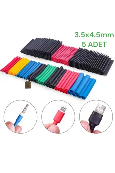 Kablo Koruyucu Isı Ile Daralan Makaron 3.5x45 Mm 5 Adet Yeşil Renk ürün görseli 1