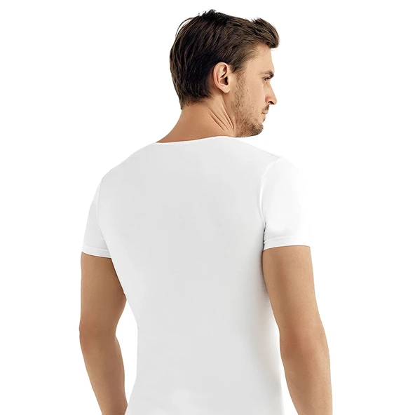 Şahinler ME080 Likralı Derin V Yaka Kısa Kol Atlet - Resim 2