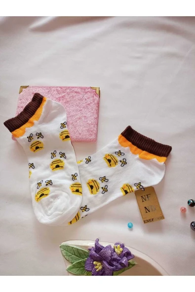 PATİK ÇORAP BURUN DİKİŞSİZ YUMUŞAK PAMUKLU KISA KONÇ DESENLİ KADIN ÇORABI 36-40 TEK ADET - Resim 2