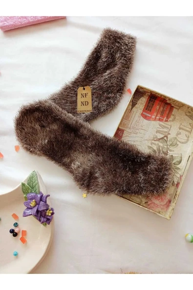 2 ÇİFT TÜYLÜ KIŞLIK TERMAL PATİK DİKİŞSİZ ÇORAP ERKEK KADIN EV-PARTİ ÇORABI SARI KAHVERENGİ 36-41. - Resim 4