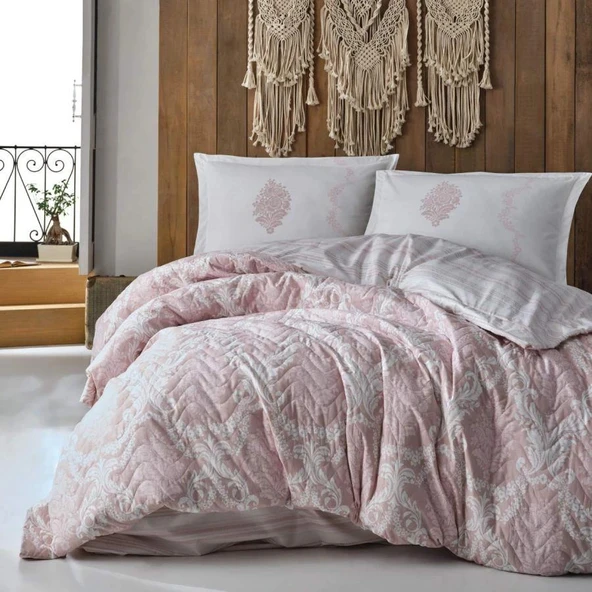Clasy Ranforce %100 Pamuk Tek Kişilik Dört Mevsim Set Fiorita V1 Pembe ürün görseli