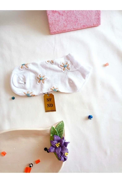 3 ÇİFT PATİK ÇORAP DİKİŞSİZ KADIN PAMUKLU KISA KONÇ DESENLİ ÇORABI 36-40 TURUNCU BEYAZ MOR - Resim 2