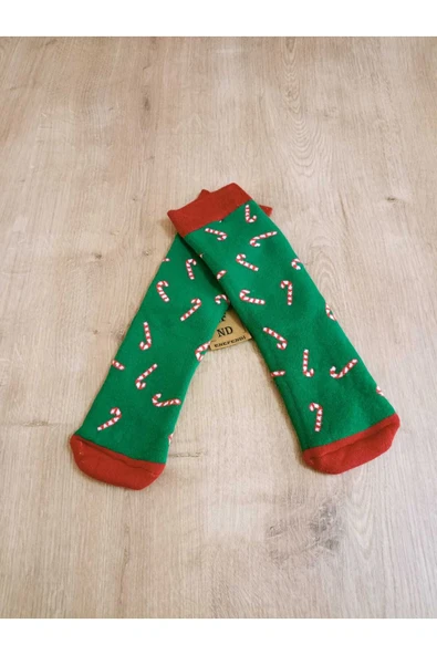 Yılbaşı Konseptli Uzun Havlulu Renkli Likralı Soket Çorap Kışlık Yeni Yıl Hediyelik Kadın Çorabı - Resim 2