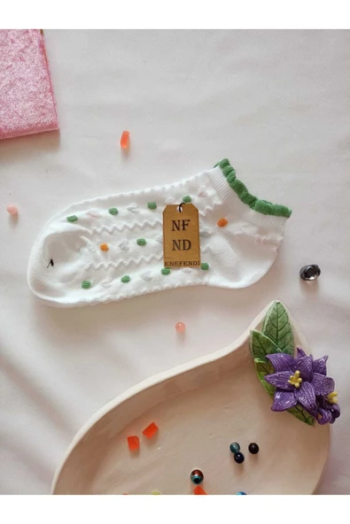 2 ÇİFT BURUN DİKİŞSİZ YUMUŞAK ÇORAP PAMUKLU KISA KONÇ DESENLİ KADIN PATİK 36-40 - Resim 7