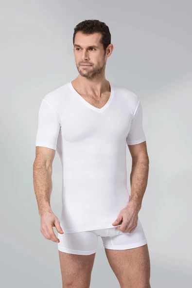 Namaldı 191 Erkek Summer Beyaz V-Yaka Tişört ürün görseli 1