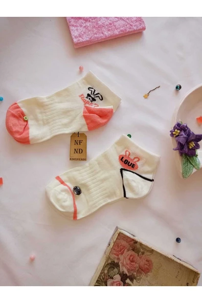 2 ÇİFT KADIN PATİK ÇORAP YUMUŞAK BURUN DİKİŞSİZ PAMUKLU KISA KONÇ DESENLİ ÇORABI 36-40 - Resim 7