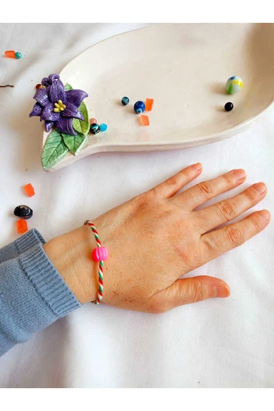 Marteniçka Bileklik Pembe Boncuk Şans Bereket Arkadaş Sevgili Eş Çocuk Hediye Bahar - Resim 2