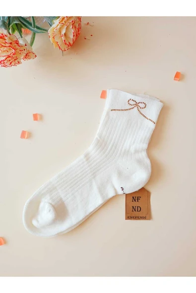 2 ÇİFT PAMUKLU BURUN DİKİŞSİZ KOKULU LİKRALI KISA KONÇ ÇORAP SİYAH KREM KADIN ÇORABI 36-40 - Resim 2