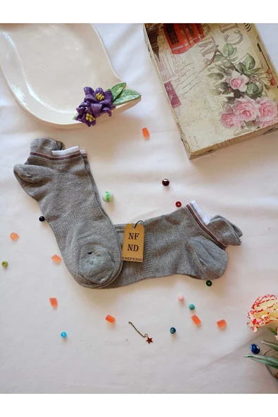 2 ÇİFT DİKİŞSİZ HEDİYE BAMBU PATİK ÇORAP TOPUK TAKVİYELİ ERKEK KADIN SIKMAYAN GRİ SİYAH 36-40 - Resim 5