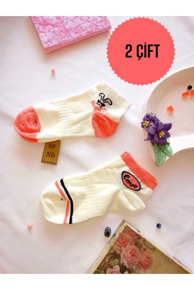 2 ÇİFT BURUN DİKİŞSİZ PATİK ÇORAP PAMUKLU YUMUŞAK KISA KONÇ DESENLİ KADIN ÇORABI 36-40 ürün görseli 1