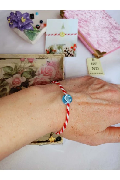 10 ADET MAVİ BONCUKLU MARTENİÇKA BİLEKLİK ŞANS ARKADAŞ SEVGİLİ EŞ ÇOCUK HEDİYE BAHAR BİLEKLİĞİ - Resim 4