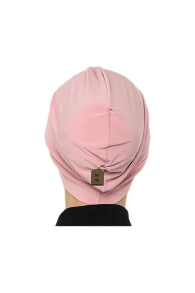 Pratik Sosyete Bone, ,süslü ,hazır Pratik ,geçmeli Tarz Pembe Hijab Sandy Kumaş - Resim 3