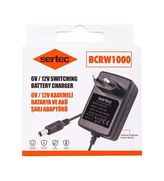 Sertec BCRW1000 6V/12V 1A Kademeli Batarya ve Akü Şarj Adaptörü ürün görseli 1