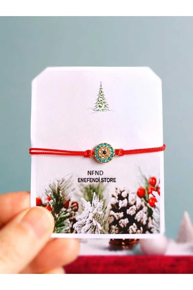 MAVİ ŞEFFAF TAŞLI BİLEKLİK  MAKROME KIRMIZI İPLİ 1.5cm HEDİYELİK ŞANS ARKADAŞLIK EŞ BİLEKLİĞİ ürün görseli 1