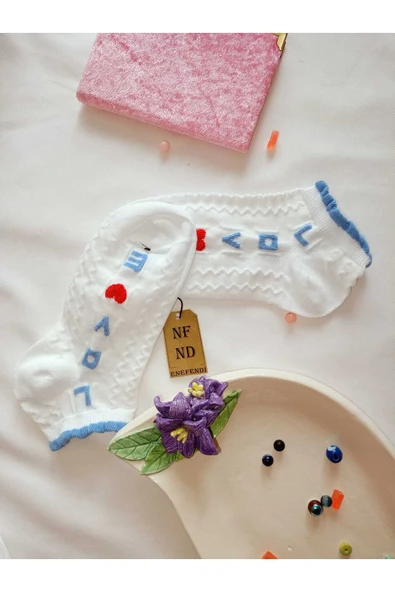 3 ÇİFT DİKİŞSİZ BURUN PATİK ÇORAP YUMUŞAK PAMUKLU KISA KONÇ DESENLİ KADIN 36-40 - Resim 4