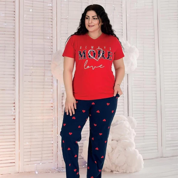 Berland 3338 Kadın Yazlık Modal Büyük Beden Pijama Takım ürün görseli 1