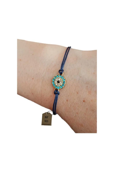 BİLEKLİK MAVİ ŞEFFAF TAŞLI MAKROME LACİVERT İPLİ 1.5cm HEDİYELİK ŞANS - Resim 4