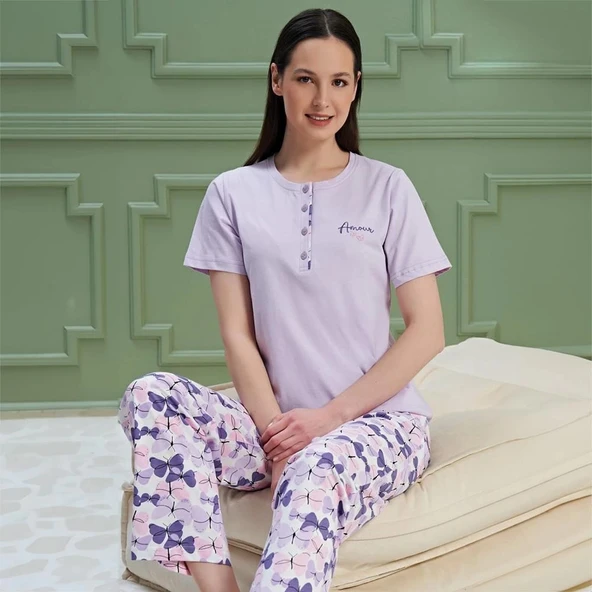 Over Sleep 1178 Kadın Kısa Kol Pijama Takım ürün görseli 1