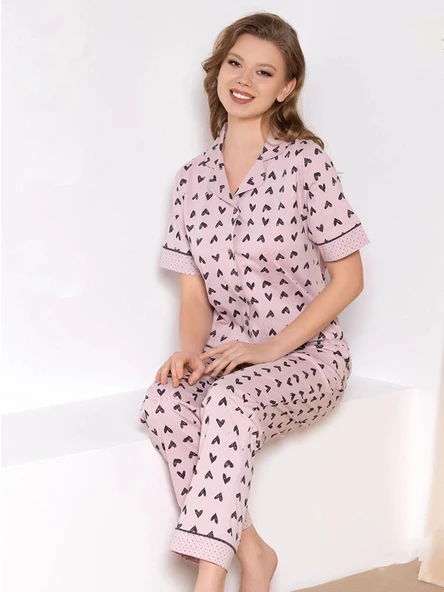 Over Sleep 538 Kadın Pamuk Yazlık Pijama Takım ürün görseli 1