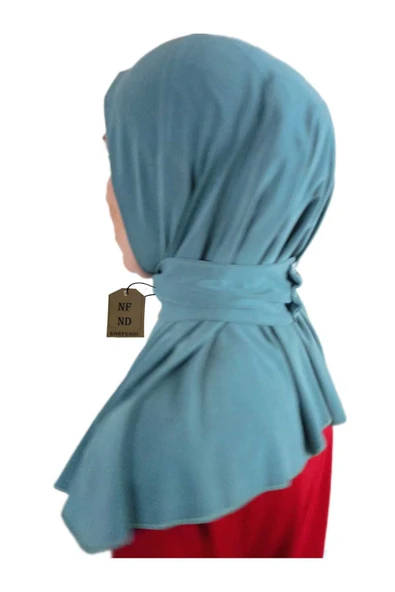 Çıtçıtlı Hijab , Penye Kumaş , Tesettür Bone , Hijab ,çıtçıtlı, Turkuaz Rengi - Resim 2