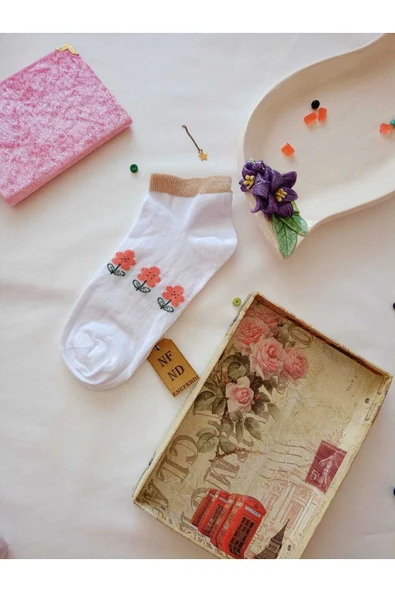 3 ÇİFT PAMUKLU BURUN DİKİŞSİZ PATİK ÇORAP YUMUŞAK KISA KONÇ DESENLİ KADIN ÇORABI 36-40 - Resim 5