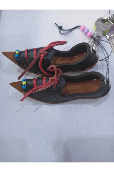 Araba Dikiz Aynası Süsü Ev Dekorasyonu Dolap Süsü Hediyelik Otantik Hakiki Deri Çarık - Resim 3