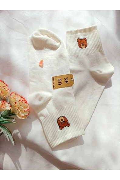 2 ÇİFT DİKİŞSİZ PAMUK ÇORABI SOKET YUMUŞAK KADIN EKRU KREM ÇORAP HEDİYE 36-40 - Resim 7