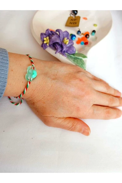 Marteniçka Bileklik Turkuaz Kalp Boncuk Şans Bereket Arkadaş Sevgili Eş Çocuk Hediye Bahar Kartlı - Resim 2