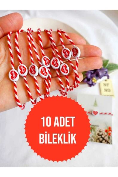 10 ADET LOVE BONCUKLU MARTENİÇKA BİLEKLİK ŞANS BEREKET ARKADAŞ SEVGİLİ EŞ ÇOCUK HEDİYE BAHAR ürün görseli 1