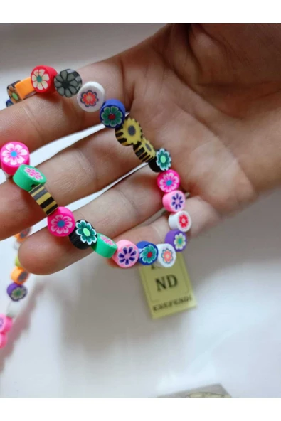 1 DİZİ FİMO BONCUK 40 ADET KARIŞIK RENKTE HEDİYE BİLEKLİK TAKI APARATI DELİKLİ 1cm - Resim 4