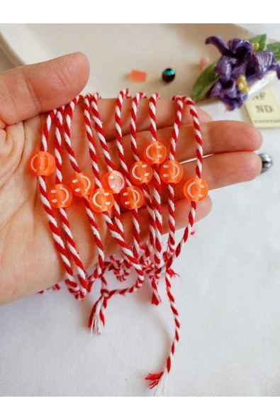 10 ADET TURUNCU BONCUKLU MARTENİÇKA BİLEKLİK ŞANS ARKADAŞ SEVGİLİ EŞ ÇOCUK HEDİYE BAHAR BİLEKLİĞİ - Resim 4