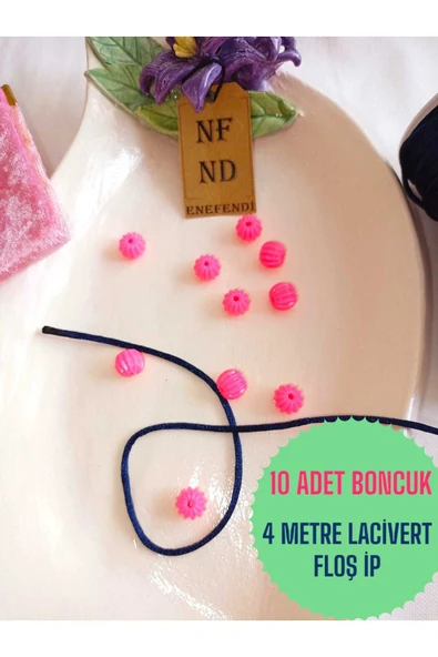 10 Adet Pembe Boncuk 4 Metre Lacivert Floş Ip Ve Bileklik Aparatı Sert Plastik Hediye ürün görseli 1