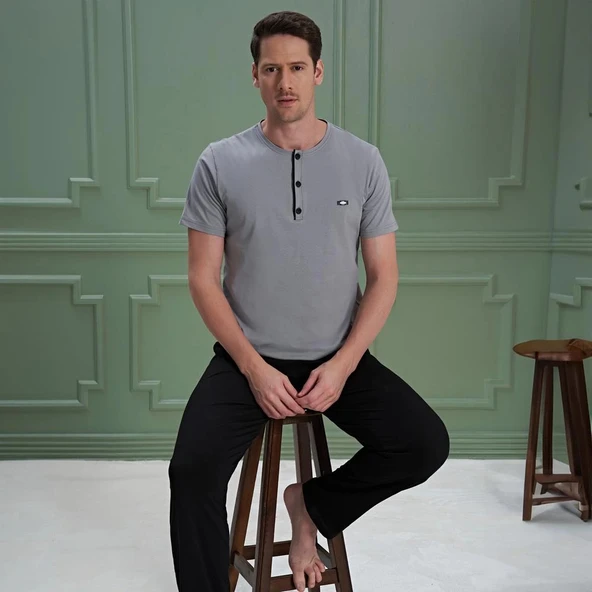 Over Sleep 1083 Erkek Kısa Kol Pijama Takım ürün görseli 1