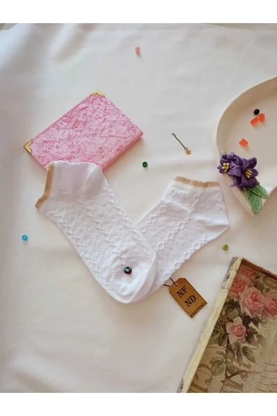 2 ÇİFT KADIN ÇORABI PATİK YUMUŞAK PAMUKLU KISA KONÇ DESENLİ BURUN DİKİŞSİZ ÇORAP 36-40 - Resim 5