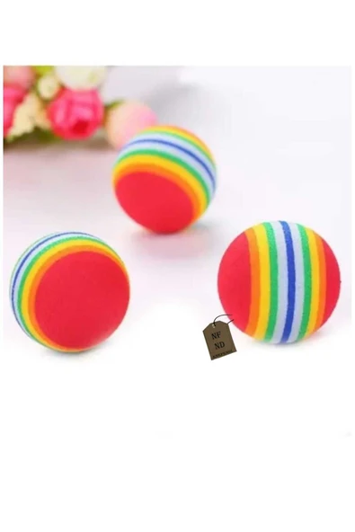 Gökkuşağı Renkli Kedi Köpek Çiğneme Oyun Topu Diş Çıkarma Interaktif Oyuncak 4,2 Cm Kırmızı Tekli - Resim 7