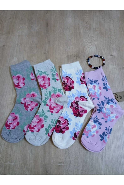 2 ÇİFT SİMLİ PAMUKLU SİYAH(DİKİŞSİZ) KIRMIZI ÇİÇEKLİ(DİKİŞLİ) SOKET ÇORABI YUMUŞAK KADIN ÇORAP 36-40 - Resim 7